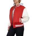 Red/White Medium Women's Hooded Varsity Jacket w/ Detachable Hood